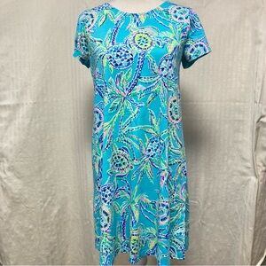 Lilly Pulitzer Kimi Swing Cotton Dress Bermuda Blue Turtle